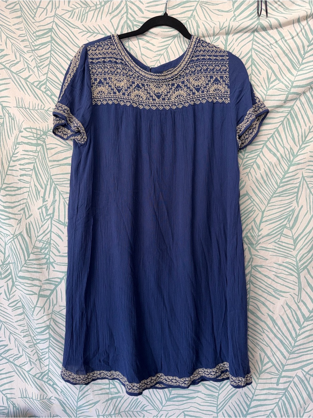Lucky Brand Blue Flowy Embroidered Dress L